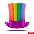 Striped of rainbow big gentleman hat cylinder