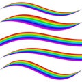 Striped rainbow waves - graphic element set Royalty Free Stock Photo