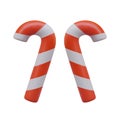 Striped realistic candy canes. Traditional sweets for winter holiday
