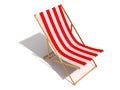 Striped red white beach chair on white background Royalty Free Stock Photo