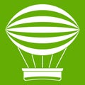 Striped retro hot air balloon icon green Royalty Free Stock Photo