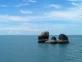 Striped rocks in the ocean