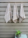 Striped rough heavy linen kitchen or hand towels. Home textile