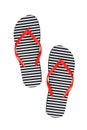 Striped rubber flip flops, isolated on a white background Royalty Free Stock Photo