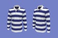 Striped rugby shirt mockup in front and side views