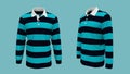 Striped rugby shirt mockup in side and front views