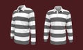 Striped rugby shirt mock up in front and side views