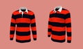 Striped rugby shirt mockup in front and side views