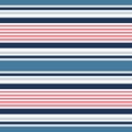 Striped seamless pattern. Abstract background with elegant blue, red lines. Vector illustration horizontal stripes. Royalty Free Stock Photo