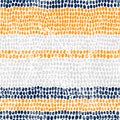 Striped seamless pattern in polka dot style. Grunge texture. Blue, gray and orange dots on a white background. Print for home Royalty Free Stock Photo