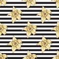 Striped Seamless Pattern with Vanilla Flower Royalty Free Stock Photo