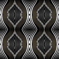 Striped seamless pattern. Wavy lines geometric black background. Repeat ornamental modern vector backdrop. Abstract striped Royalty Free Stock Photo