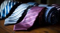 Striped silk neckties featuring elegant designs Royalty Free Stock Photo