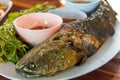Striped snakehead fishGrill salt Royalty Free Stock Photo