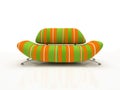 Striped sofa on white background insulated Royalty Free Stock Photo