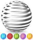 Striped spheres in 6 colors. Royalty Free Stock Photo