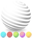 Striped spheres in 6 colors. Royalty Free Stock Photo