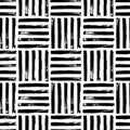 Striped square hand drawn vector seamless pattern. Royalty Free Stock Photo