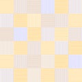 Striped squares simple patchwork blanket seamless pattern in yellow and blue, vector Royalty Free Stock Photo