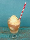 Striped straw in root beer float Royalty Free Stock Photo