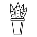 Striped succulent home pot icon, outline style