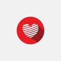 striped symmetric love heart icon in red circle sign logo concept - Heart icon vector, Love Hearts, Heart icon vector