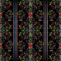 Striped tapestry Baroque seamless pattern. Floral background wit Royalty Free Stock Photo