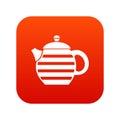 Striped teapot icon digital red