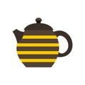 Striped teapot icon, flat style