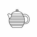 Striped teapot icon, outline style