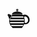 Striped teapot icon, simple style