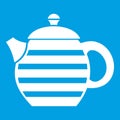 Striped teapot icon white