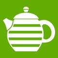 Striped teapot icon green