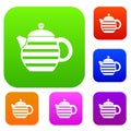 Striped teapot set collection