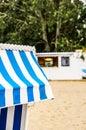 Striped tent close up