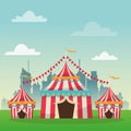 Striped tent of carnival design