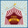 Striped tent icon. Circus and Carnival design. Vector graphic