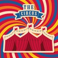 Striped tent icon. Circus and Carnival design. Vector graphic