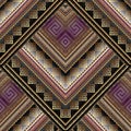 Striped tribal geometric seamless pattern. Vector greek key mean Royalty Free Stock Photo
