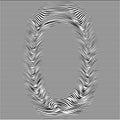 Striped typeface with geometrical pattern letter 0 of a numbers font. Vector lettering with glitch effect, black horizontal distor