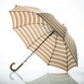 Striped umbrella floating in air 3D render isolated on white background