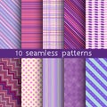 10 striped vector seamless patterns. Textures for wallpaper, fills, web page background. Royalty Free Stock Photo