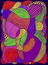 Striped vibrant abstract lines art pattern, rainbow multicolor color. Decorative psychedelic stylish card