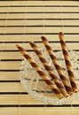 Striped wafer rolls Royalty Free Stock Photo