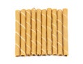 Striped wafer rolls filled Royalty Free Stock Photo