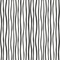 Striped wave pattern background. Vector seamless repeat pattern of hand drawn organic wavy black and white stripes. Royalty Free Stock Photo