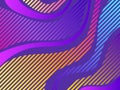 Striped waves with liquid gradient. Modern trend background. Synthwave, futurism background. Retrowave. Vector