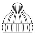 Striped winter beanie icon, outline style