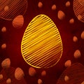 Yellow easter egg over brown old paper background with eggs Royalty Free Stock Photo