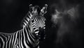 Striped zebra in Africa, a monochrome beauty in nature generated by AI